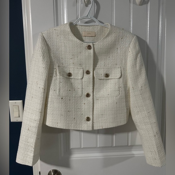 Ochirly White Tweed Jacket Blazer - Picture 2 of 4